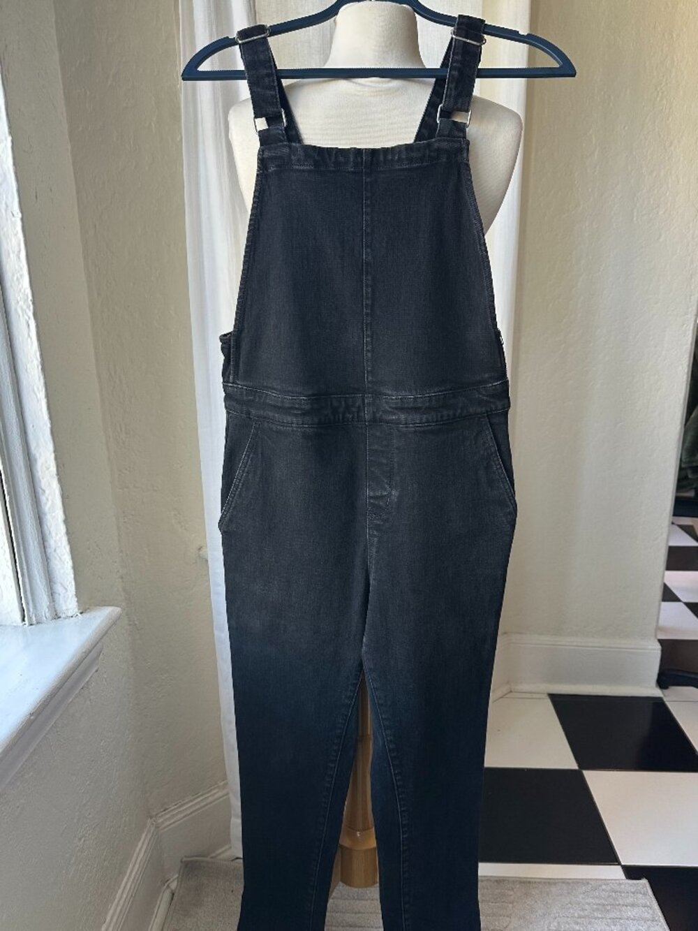 Treasure & Bond Black Denim Overalls Jumpsuit Stretch Adjustable Straps M